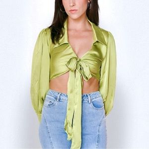 Green Silk Tie Top